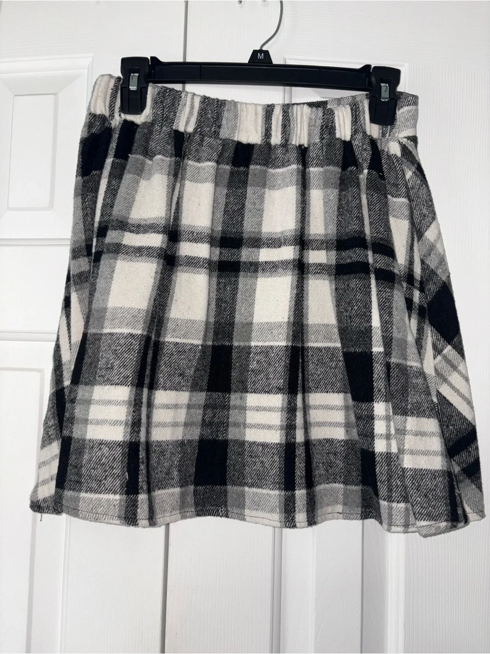 Black & White Plaid A-Line Skirt -